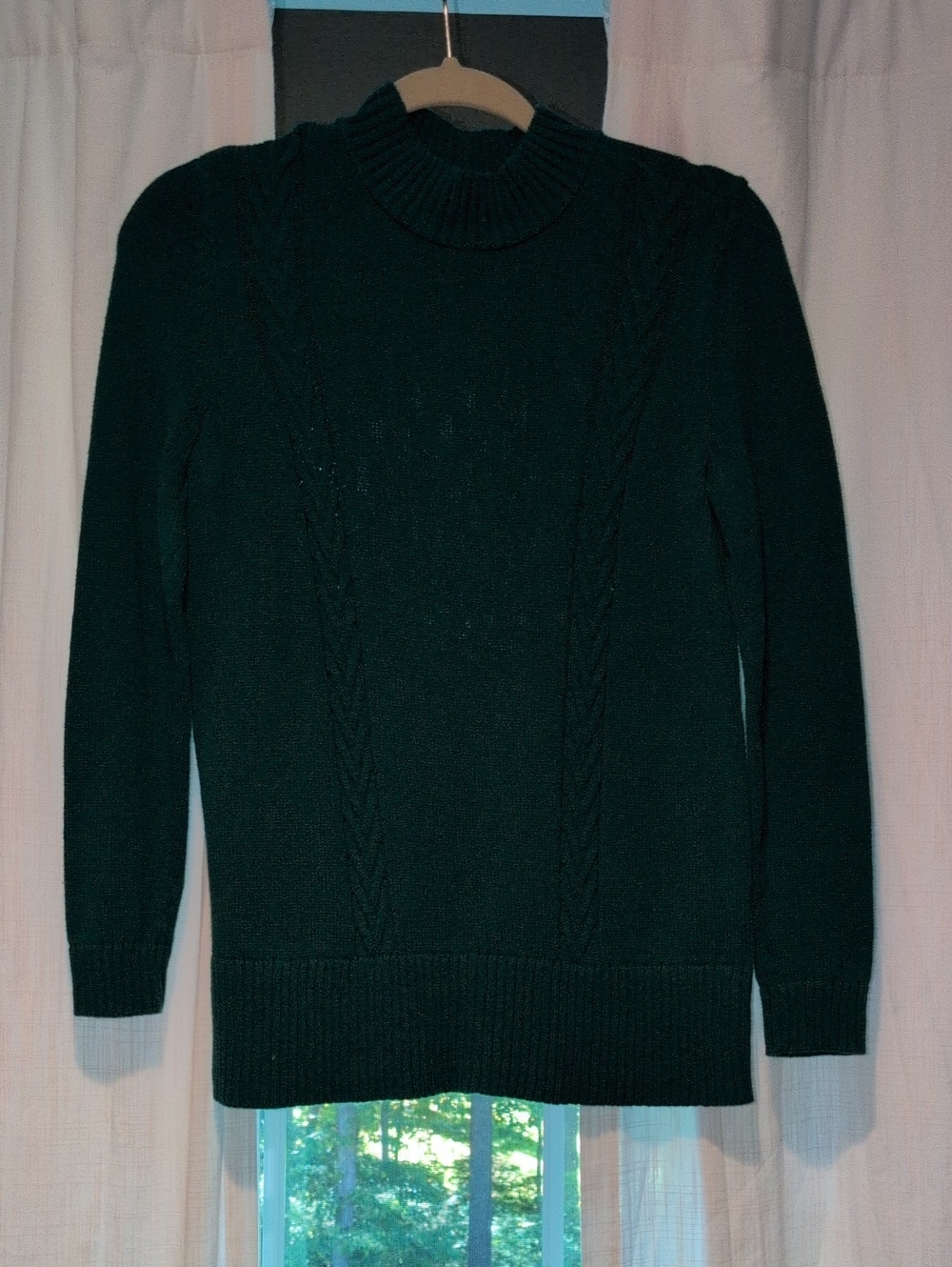 Karen Scott Green Turtleneck Cable-Knit Sweater